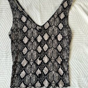 Snake print button tank top